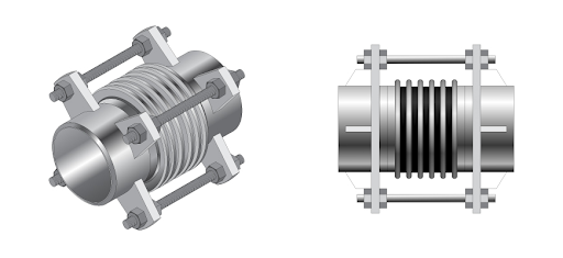 Tie-rods with hex nuts and lugs on a metallic expansion joint
